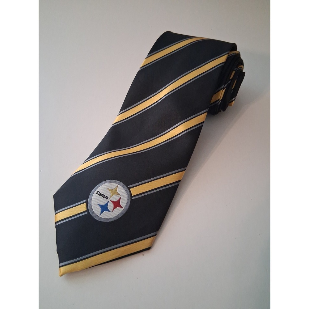 Pittsburgh Steelers Eagles Wings Black Mens Woven Polyester Necktie